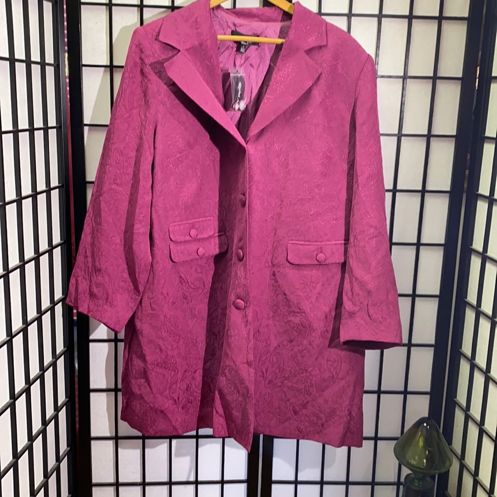 NWT Rachel Adams Coat/Cloth Covered Buttons Sz 18W